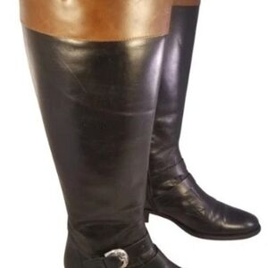 Elegant Black and Brown Women's Riding Boots